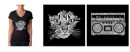 LA Pop Art Women's Word Art V-Neck T-Shirt - Cat Face